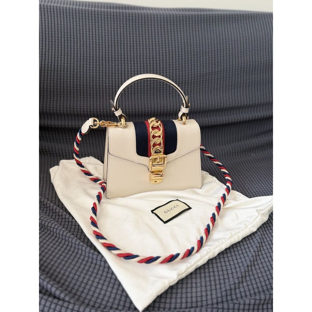 Gucci Mini Sylvie - Top Handle Bag White Calfskin - w/Dust Bag - Picture 1 of 8